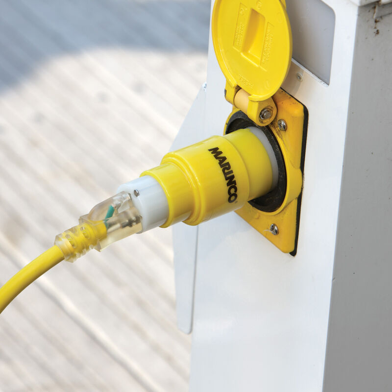 Marinco Straight Adapter - 15/20-Amp Female Connector, 20-Amp Male Plug image number 2