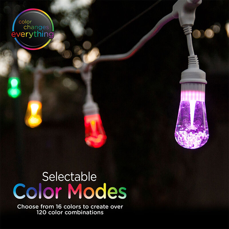 Enbrighten Vintage Seasons LED Color-Changing Cafe String Lights, White, 48' image number 9
