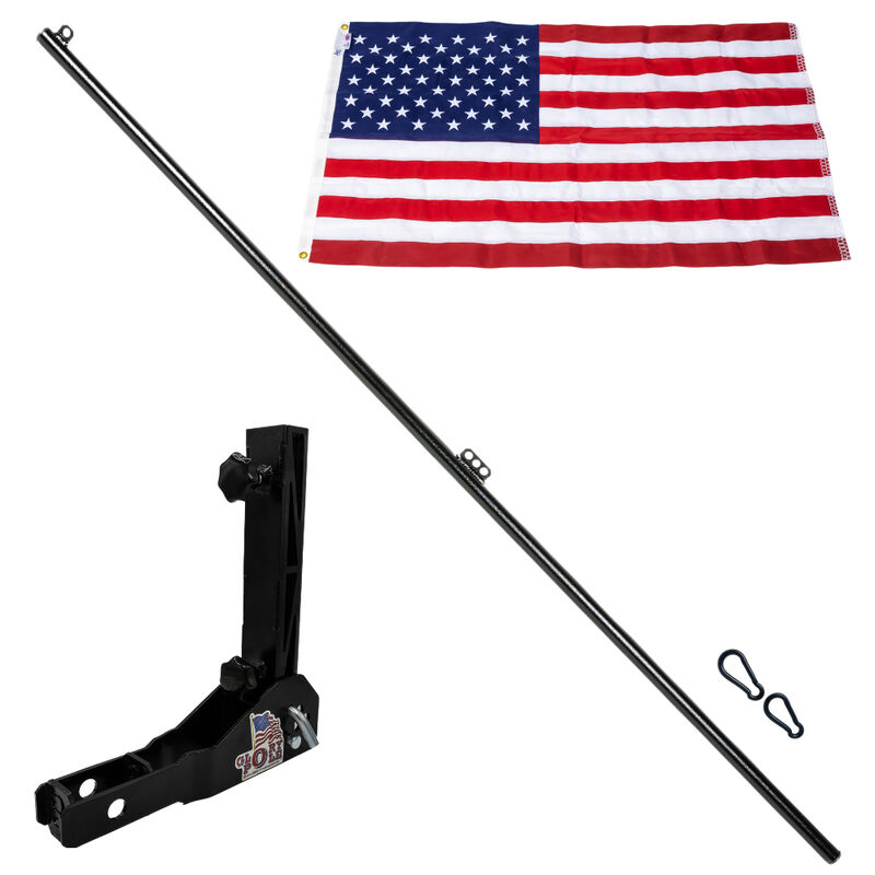 Glory Pole Tiltable 2" Hitch Flagpole Short Mount with 6'6" Flagpole and 4' x 6' American Flag image number 1