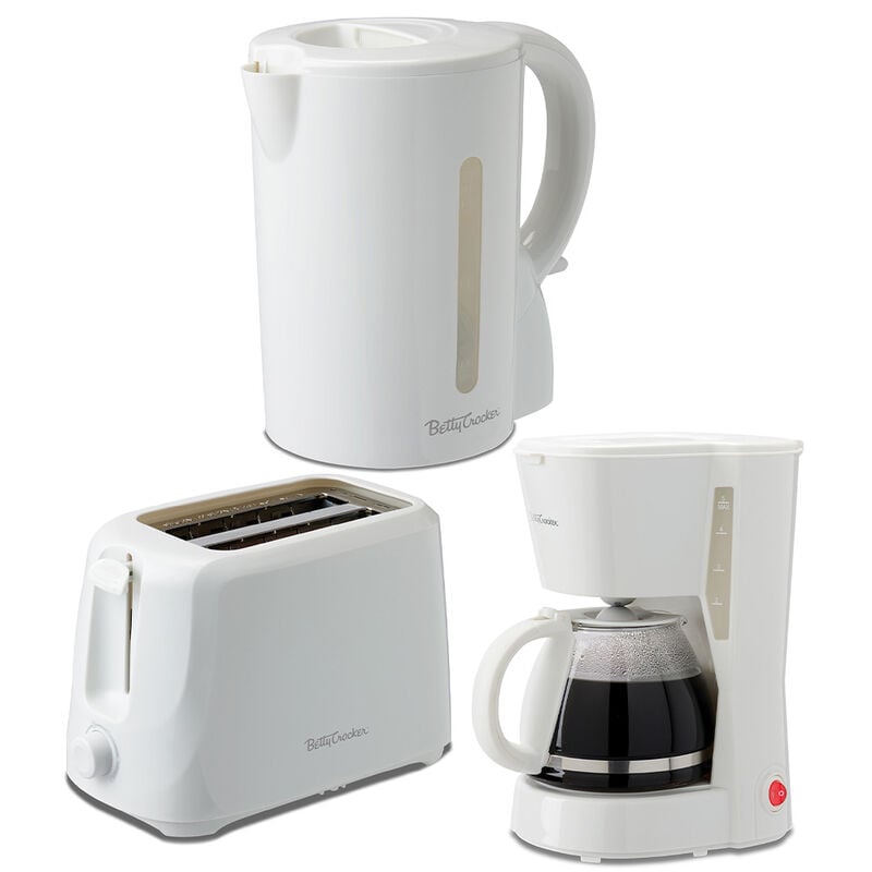 Betty Crocker 3-Piece Kitchen Appliance Set with Coffee Maker, Toaster, and Kettle