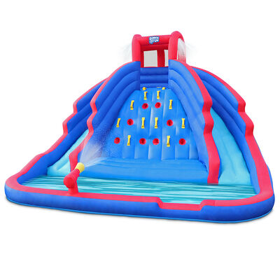Sunny & Fun Inflatable Water Park with Climbing Wall and Dual Slides
