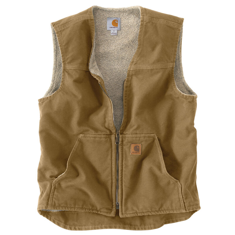 Carhartt Men's Sandstone Sherpa-Lined Rugged Vest image number 7