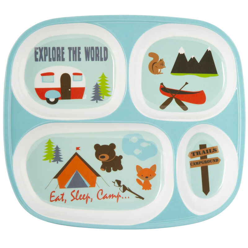 Kid's "Eat, Sleep, Camp" Food Tray, Aqua image number 2
