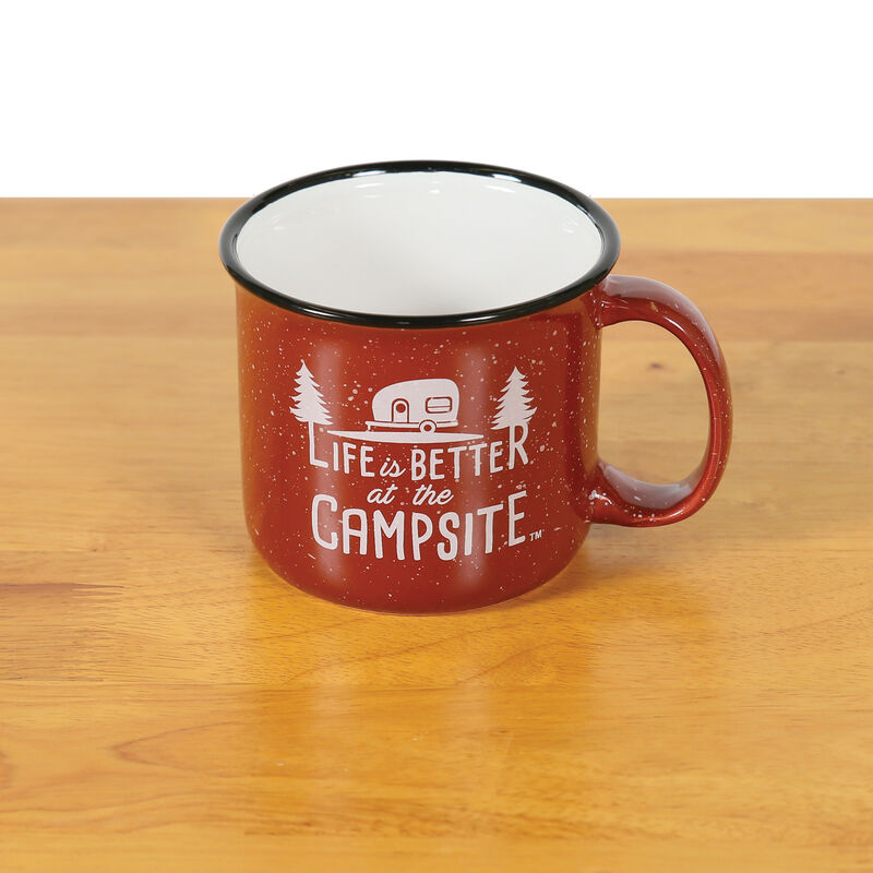 Camco Life is Better at the Campsite Mug, Red Enamel, 14 oz. image number 5