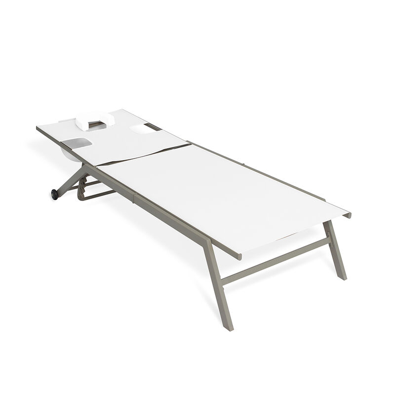 Ostrich Chatham Adjustable Outdoor Patio Chaise Lounger 2-Pack, Tan and White image number 6