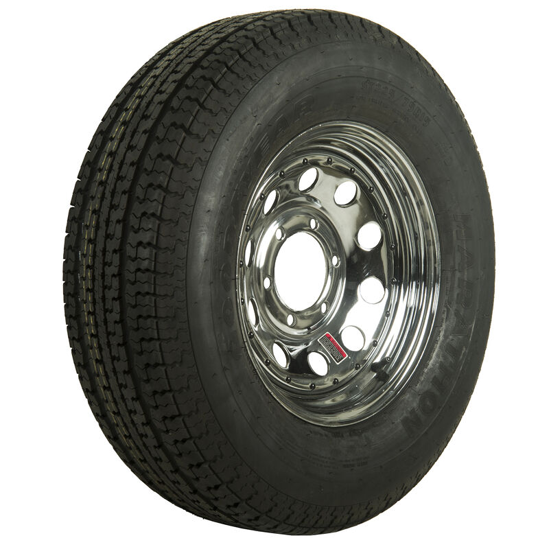 Goodyear Marathon 225/75 R 15 Radial Trailer Tire, 6-Lug Chrome Modular Rim image number 1