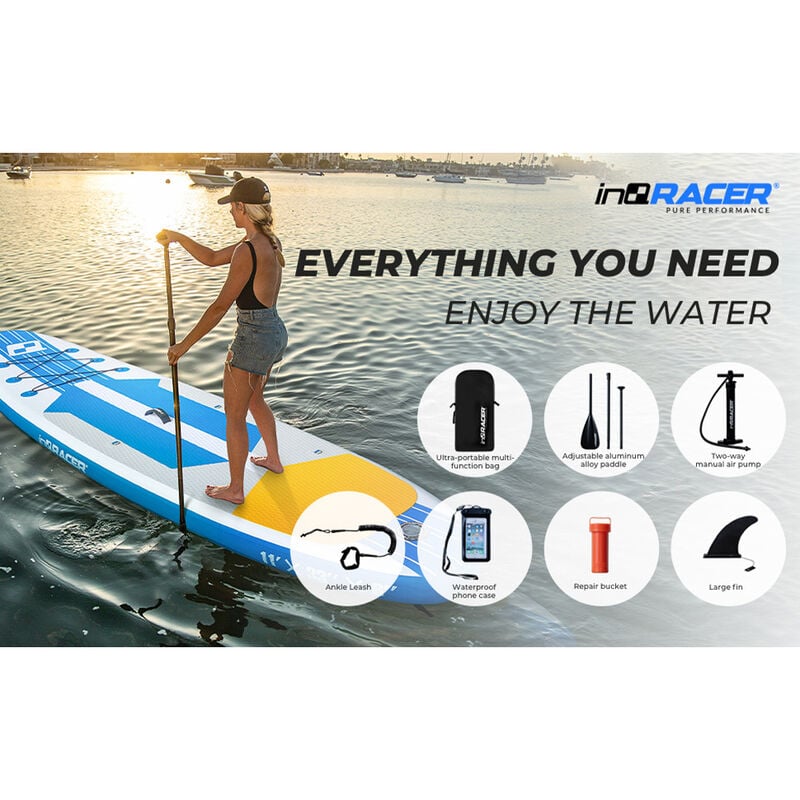 inQracer 11' Inflatable Stand-Up Paddleboard Package, Blue image number 3