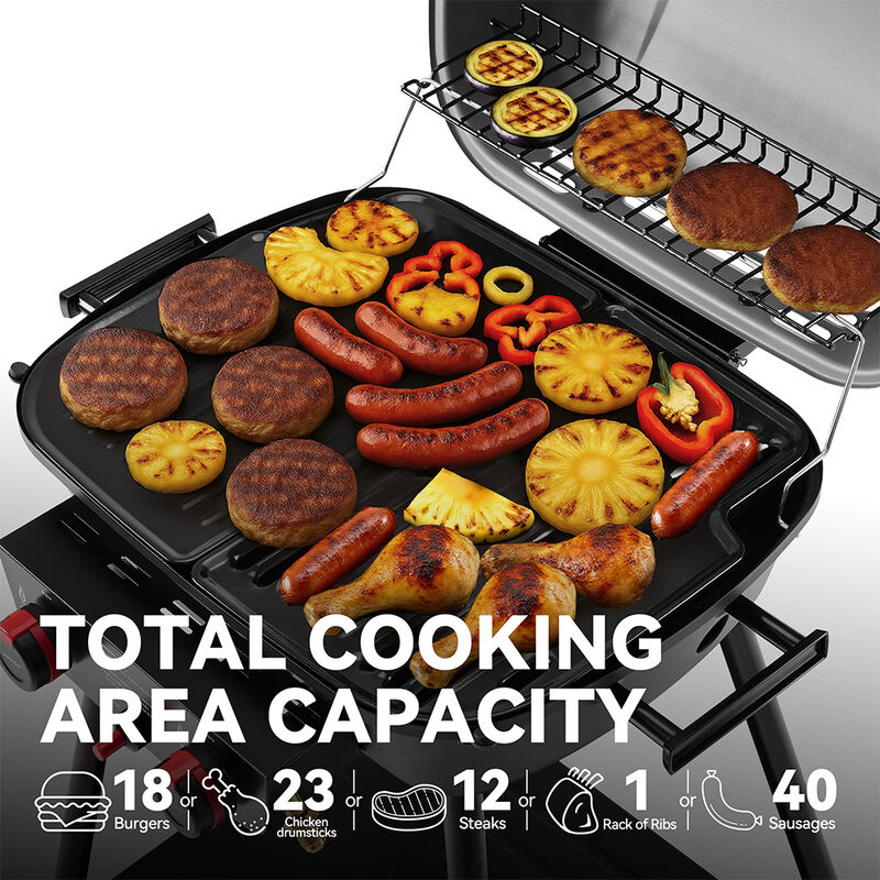 Royal Gourmet Portable 2-Burner Gas Grill w/ Stand & Shelf image number 5