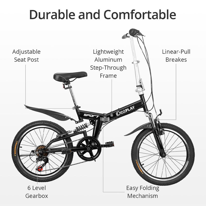 IDEAPLAY P11 20" 6-Speed Adult Folding Bike image number 6