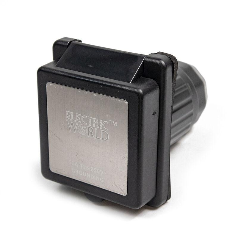 Electric World 50A Black RV Inlet with Stainless Steel Cover image number 3