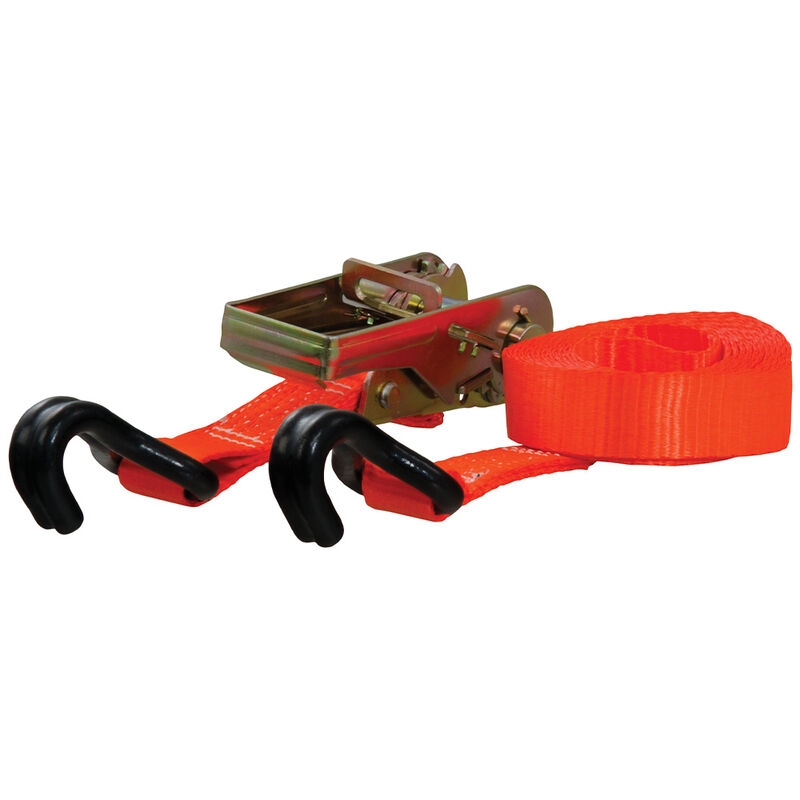 CURT 16' Orange Cargo Strap with J-Hooks, 1100 lbs.