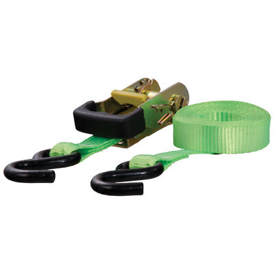CURT 16' Lime Green Cargo Strap with S-Hooks, 1100 lbs.