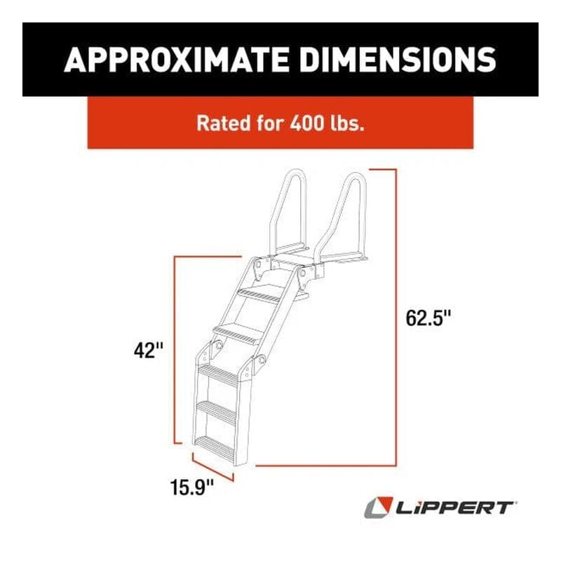 Lippert SureStep Free-Fit Pontoon Ladder, Black Handrails image number 3