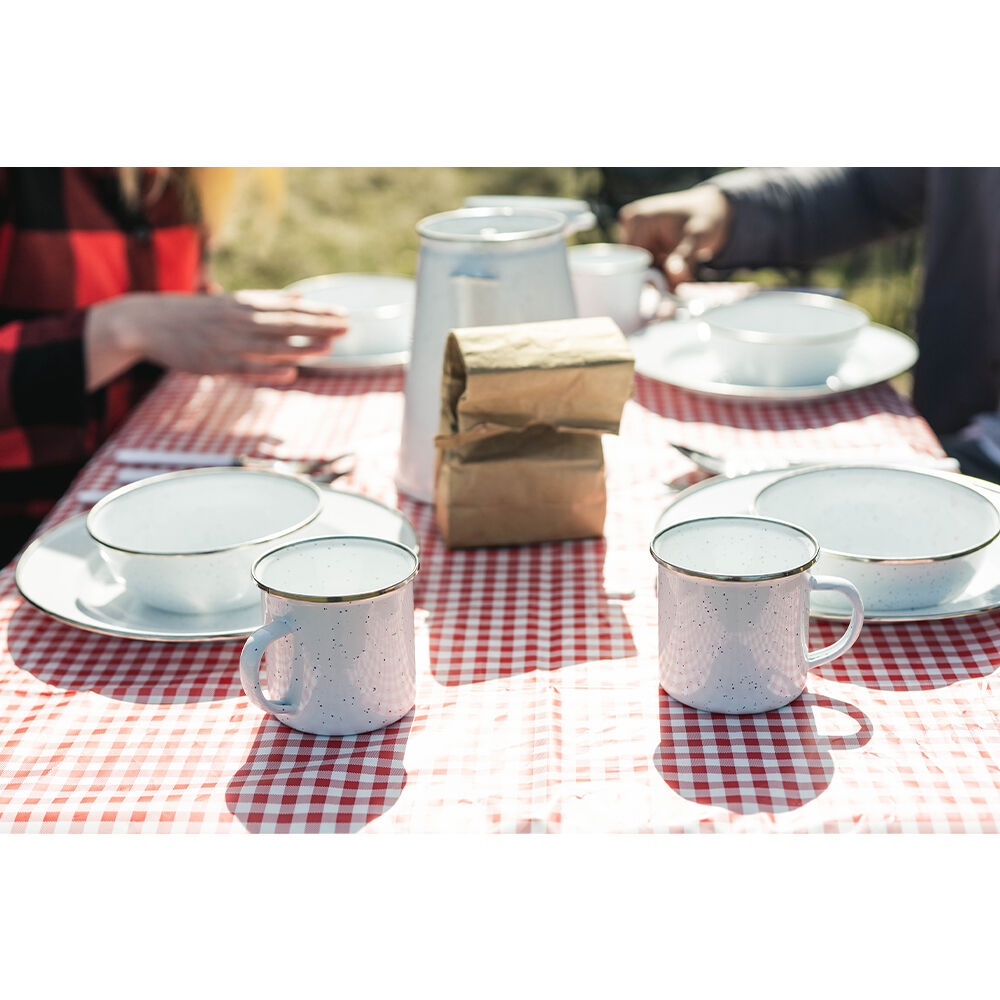 Stansport Enamel Percolator Coffee Pot and 4-Mug Set, White