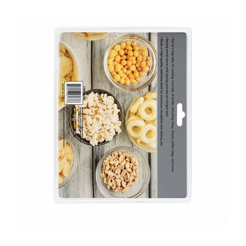 Brookstone 4-Piece Stainless Steel Bag Clip Set image number 2