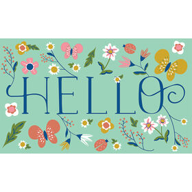 Floral Hello Door Mat, 18" x 30"