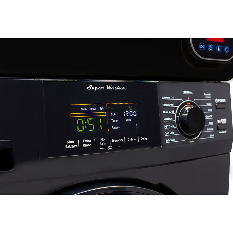 Equator Stackable EW 826 Washer + ED 866 DL Dryer Set in Black image number 12
