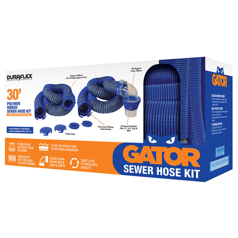 Duraflex Pliable Sewer Hose Kit, 30 Foot Extended Length image number 1