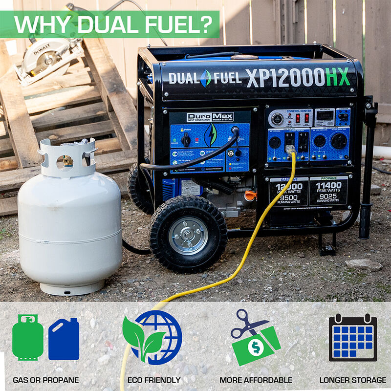 DuroMax 12,000-Watt 460cc Dual Fuel Portable Generator with CO Alert image number 3