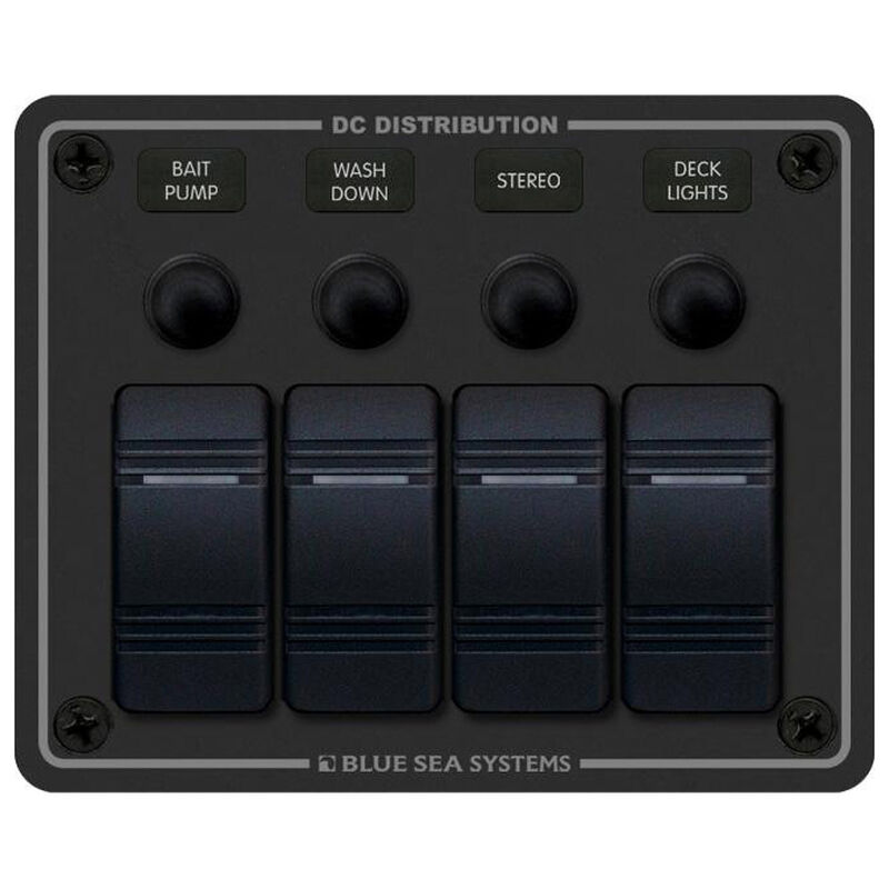 Blue Sea Water-Resistant Contura Circuit Breaker Panel - 4-Position Horizontal image number 1