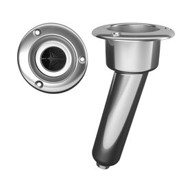 Tigress Stainless Steel Combination Rod and Cup Holder, 15&deg; Angle Round Top, 3/8" NPT Drain