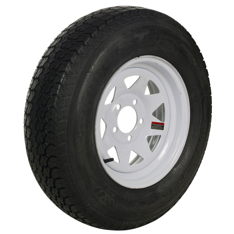 Tredit H188 205/75 x 15 Bias Trailer Tire, 5-Lug Spoke White Rim image number 1