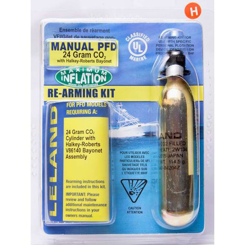 Leland Inflatable Life Jacket Rearming Kit, 24 Grams, 1/2" Bayonet Cylinder image number 1