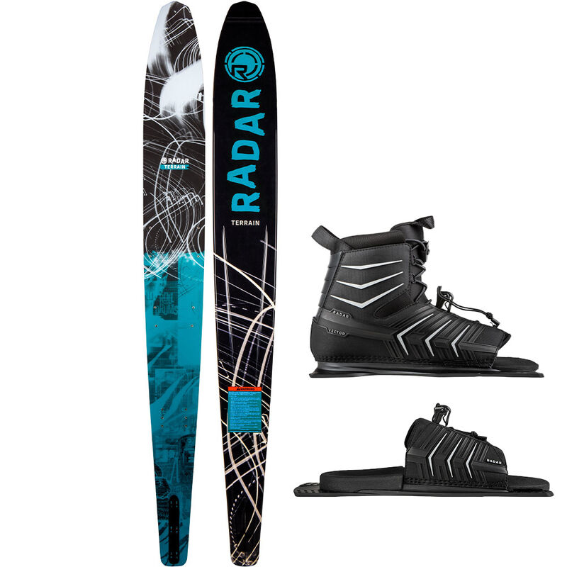 Radar Terrain Slalom Waterski with Vector Binding and Adjustable Rear Toe Plate