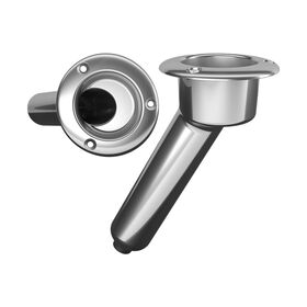 Tigress Stainless Steel Combination Rod and Cup Holder, 30&deg; Angle Round Top, 3/8" NPT Drain