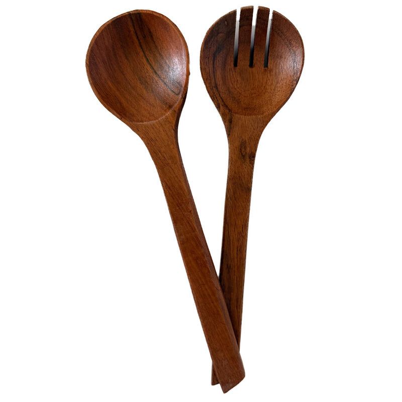 Art and Cook Acacia Wood 9 Inch Salad Bowl with 2 Salad Servers  image number 3