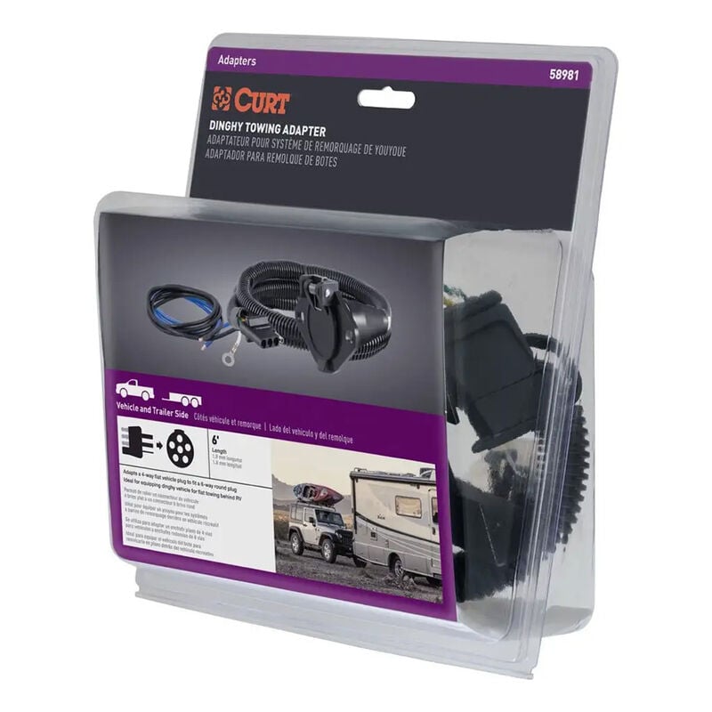 CURT 58981 Dinghy Towing Electrical Adapter, 4-Way Flat to 6-Way Round image number 6