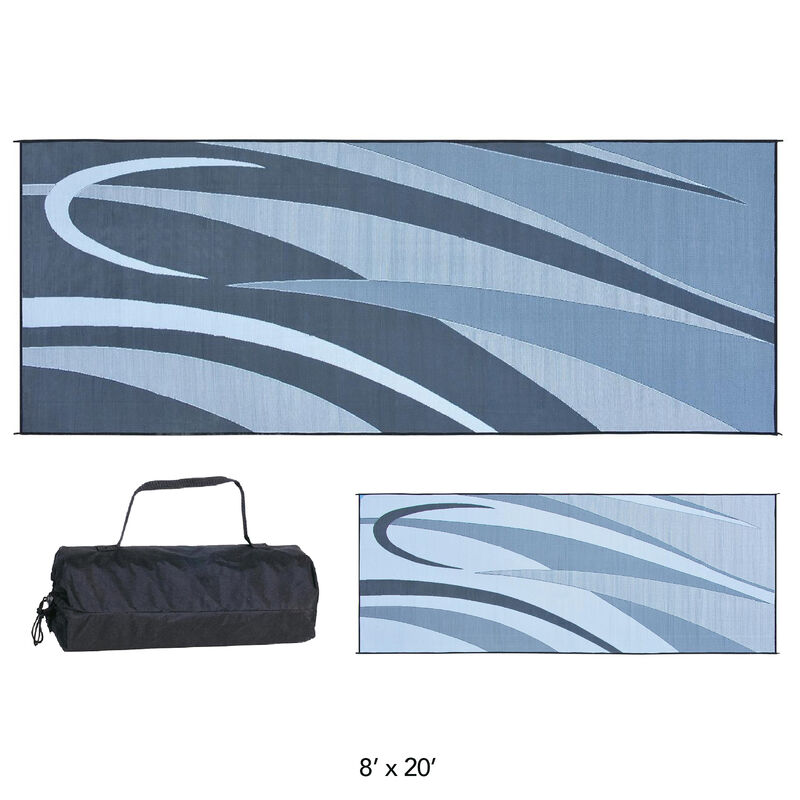 Reversible Graphic Design RV Patio Mat, 8' x 20', Black/Silver image number 12