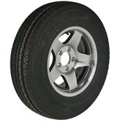Trailer King II ST205/75 R 14 Radial Trailer Tire, 5-Lug Aluminum Black Star Rim