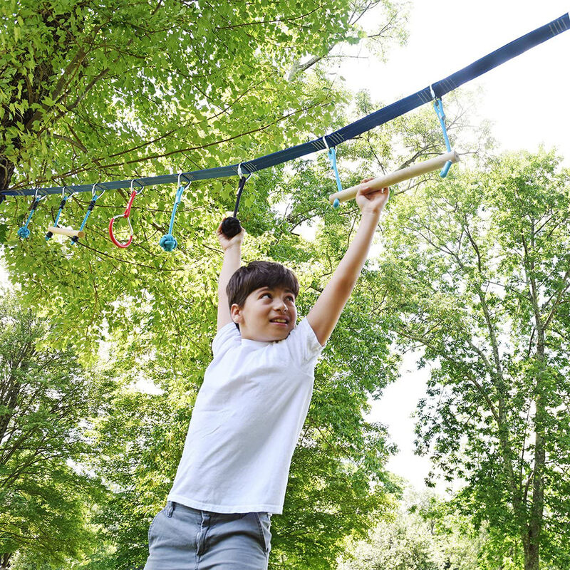 Sunny & Fun Mega Slack Line Hanging Obstacle Course with Cargo Climbing Net image number 8