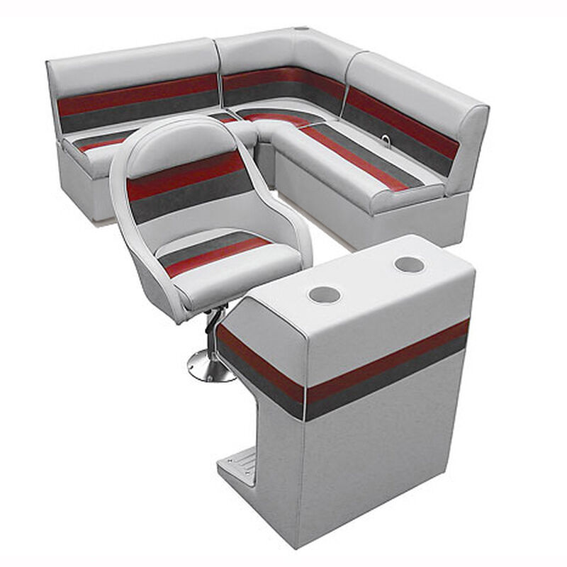 Deluxe Pontoon Furniture with Toe Kick Base - Group 2 Package, Gray/Red/Charcoal image number 1