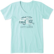 Life Is Good Women’s Ditsy Happy Camper Crusher V-Neck