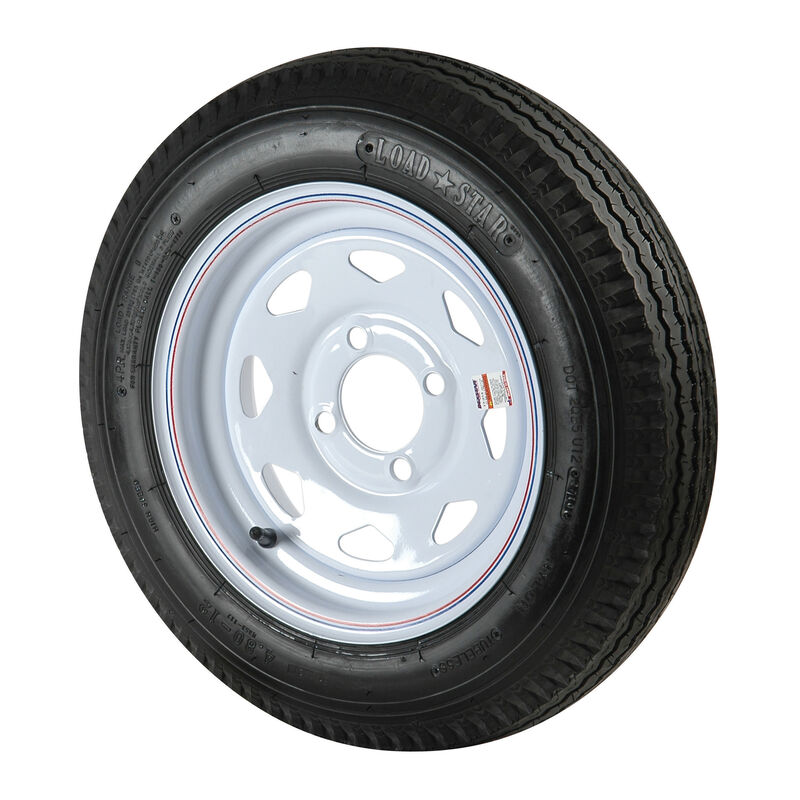C.E. Smith 5.30 x 12 Bias Trailer Tire With 4-Lug White Spoke Rim image number 1