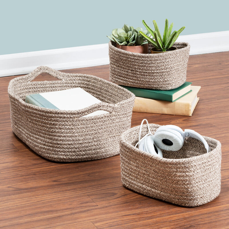 Honey Can Do Nested Cotton Baskets with Handles – Champagne, Set of 3 image number 3