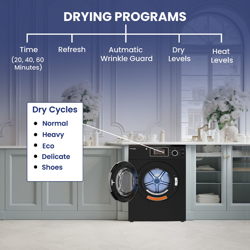 Equator ED 866 DL Premium Compact 24 inch Vented Dryer, Black image number 10