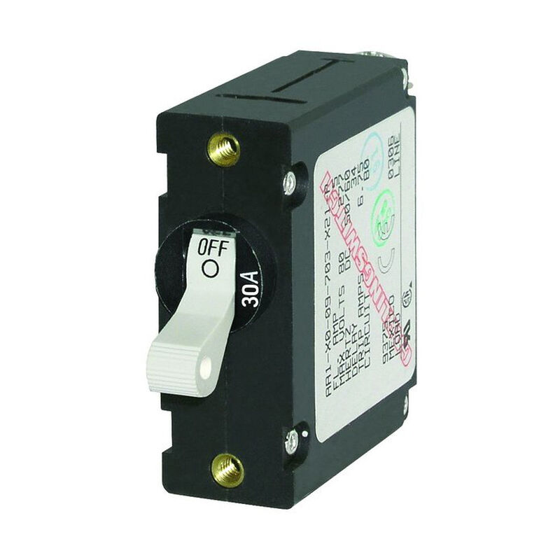 Blue Sea Circuit Breaker A-Series Toggle Switch, Single Pole, 30A, White image number 1