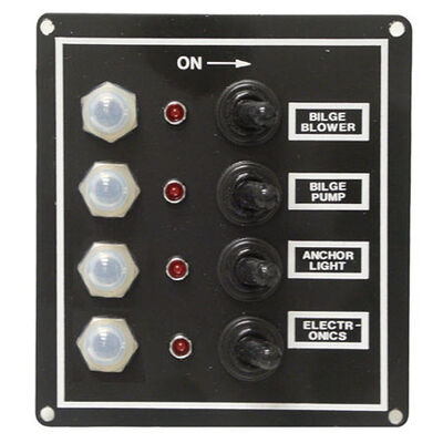 Overton's Waterproof 4-Gang Toggle Switch Panel w/LED Indicators