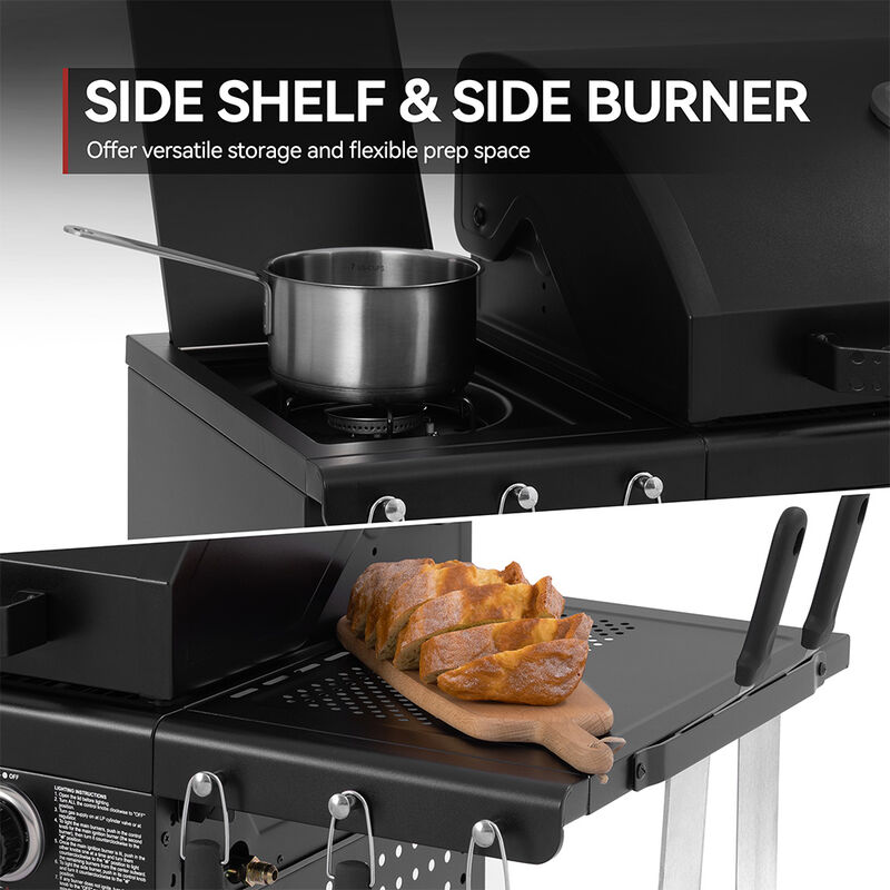 Royal Gourmet OK4002T 4 Burner Gas Grill with Side Burner and Storage Shelves image number 13