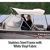 Shademate White Vinyl Stainless 2-Bow Bimini Top 5'6''L x 42''H 73''-78'' Wide