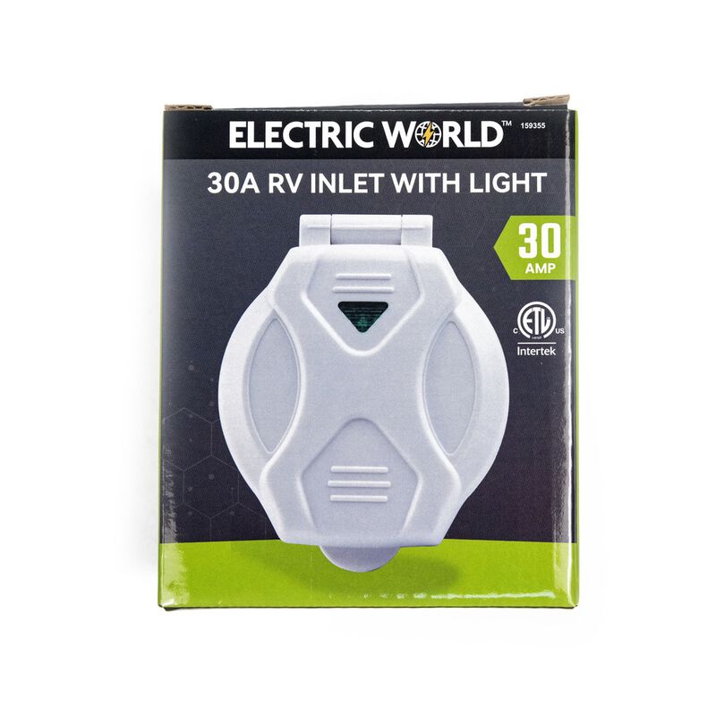 Electric World 30A RV Inlet in White with LED image number 12