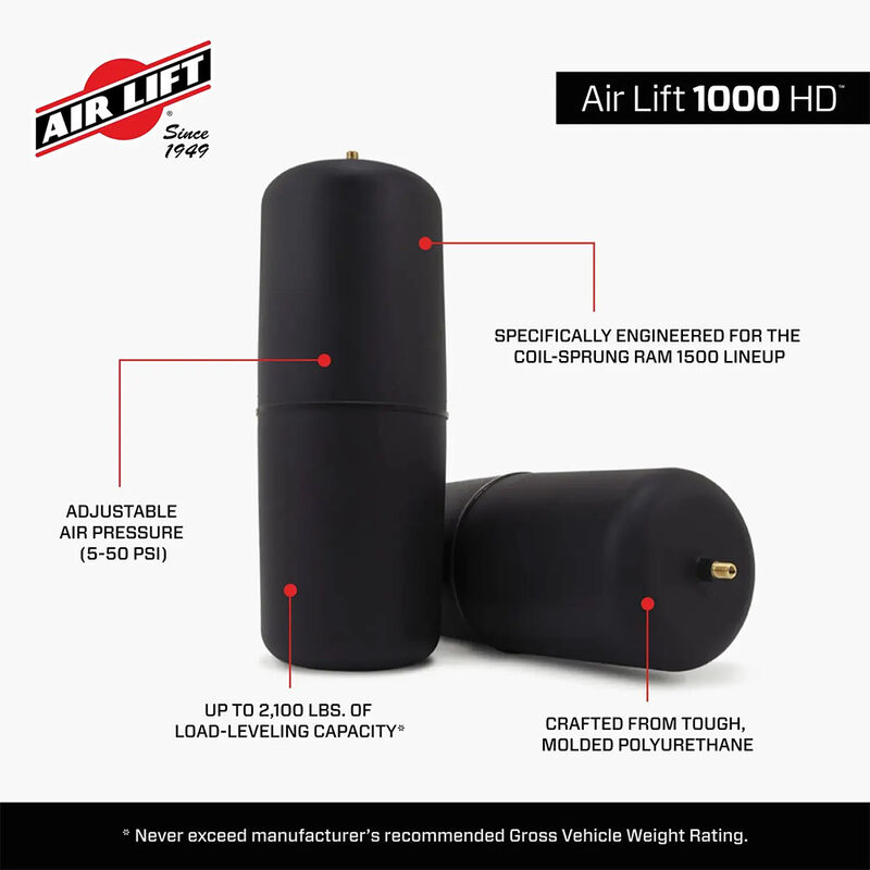 Air Lift 1000HD Air Spring Kit, '21-'26 RAM 1500 image number 3
