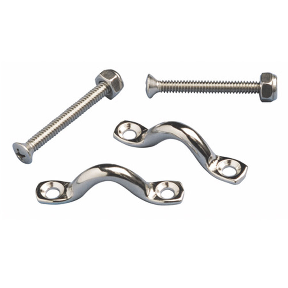 Pontoon Bimini Top Fittings Stainless Steel Strap Eyes w/Bolts & Nuts