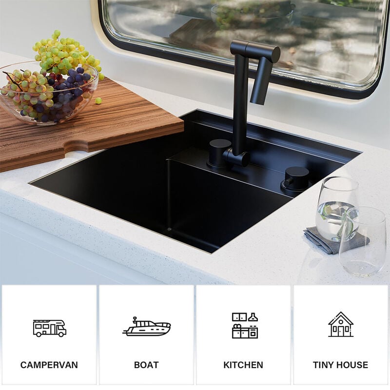 WELLFE RV 15x18x9 in. Kitchen Sink Undermount Bar Sink, 16 Gauge image number 7