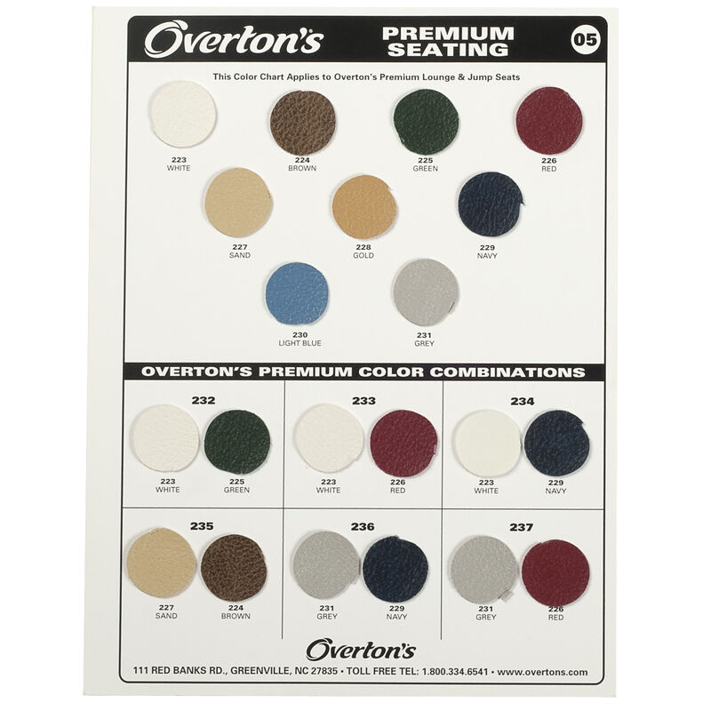 Overton's Premium Boat Seat Vinyl Sample Card Overton's