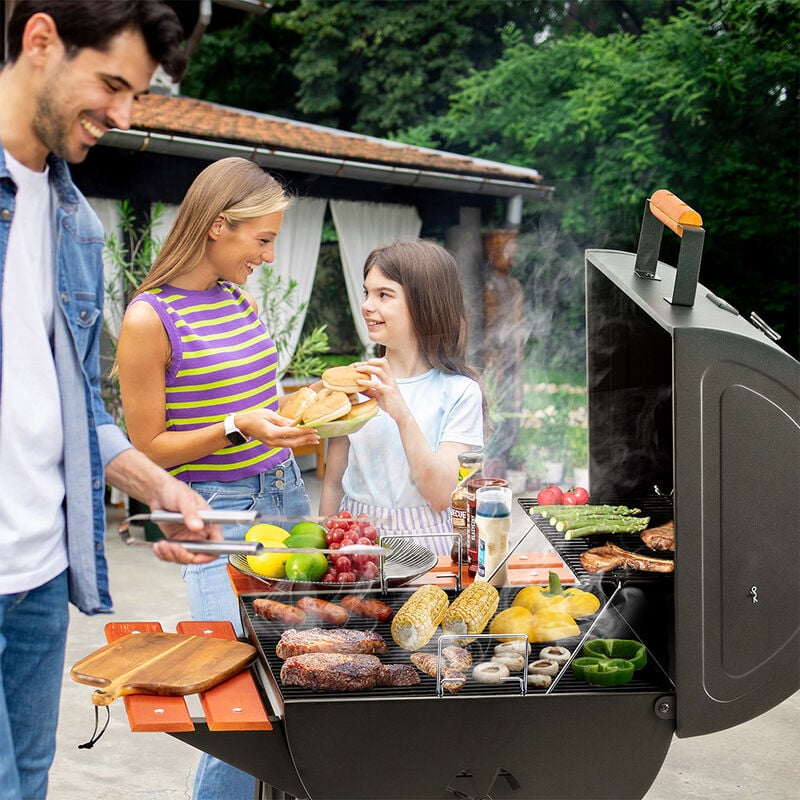 Royal Gourmet 24in Charcoal Grill w/ Wood Shelves - CC2024 image number 12