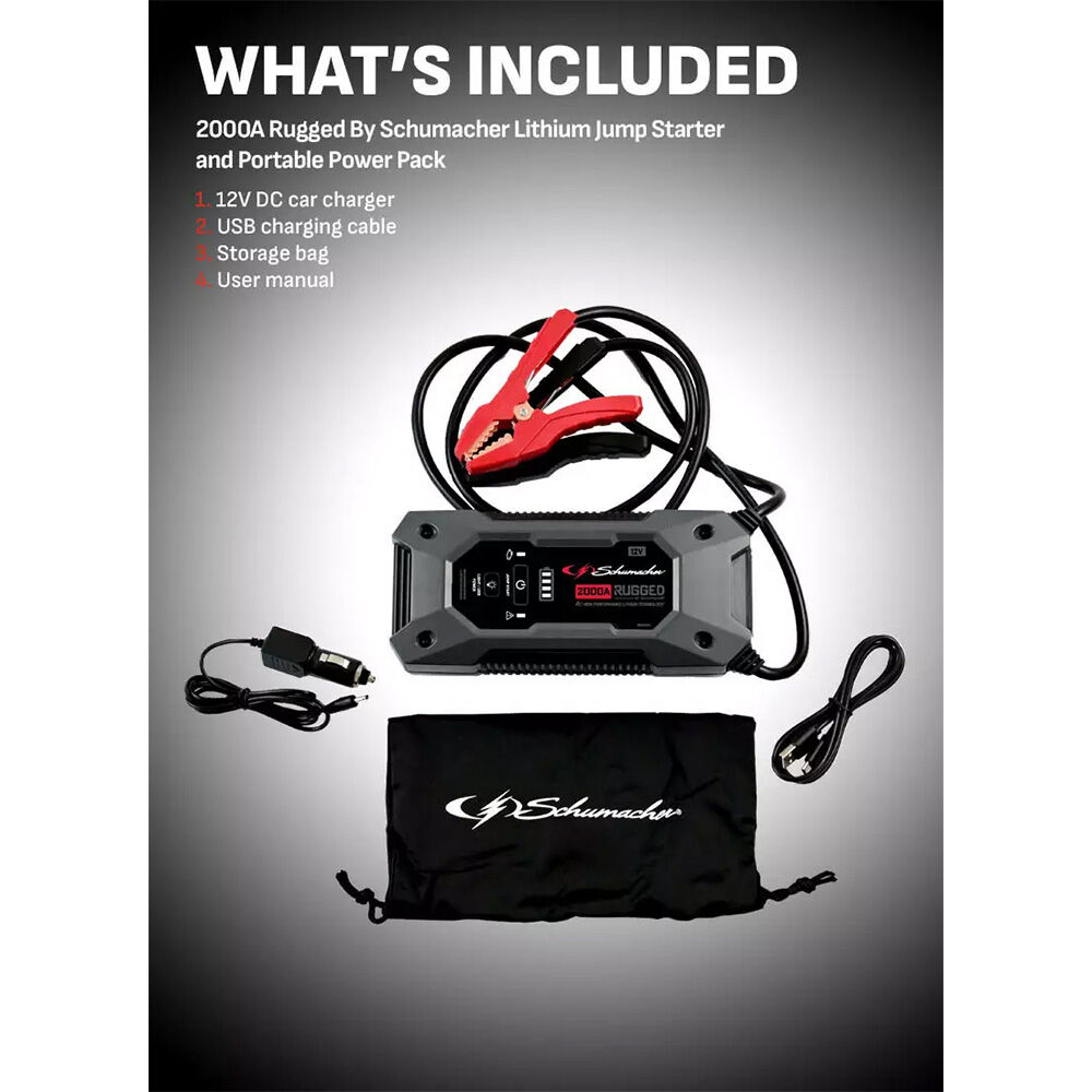 Schumacher SL1612 Rugged Power Pack/2000A 12V Jump Starter